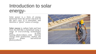 Solar power and current solar energy technologies unit 2 | PPT
