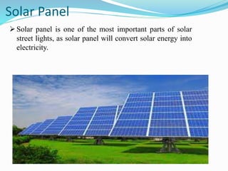Solar powered led street light with auto intensity control | PPTX