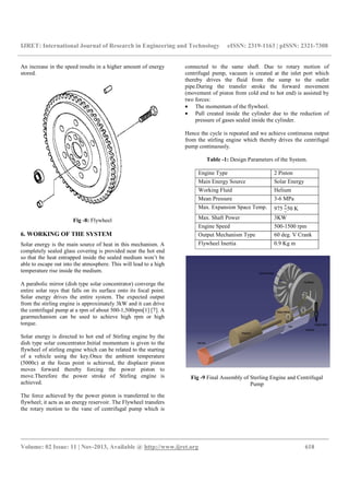 Solar powered stirling engine driven water pump | PDF