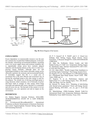 Solar powered stirling engine driven water pump | PDF