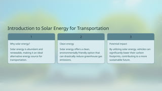 solar Powered vehicles 2.0.pptx battery stores electrical | PPTX