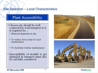 Site Selection – Local Characteristics




  AF-Mercados EMI            17          FirstGreen
 