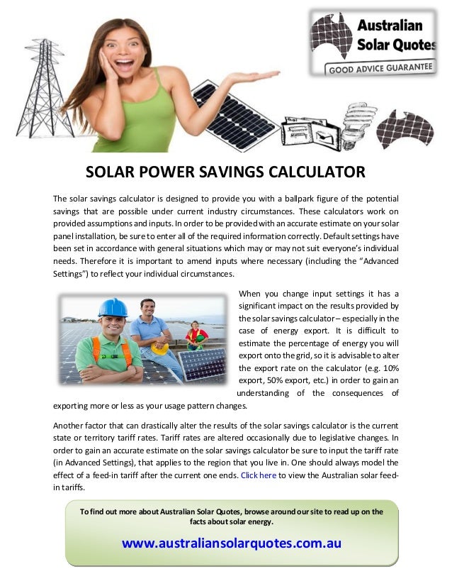 SOLAR POWER SAVINGS CALCULATOR
