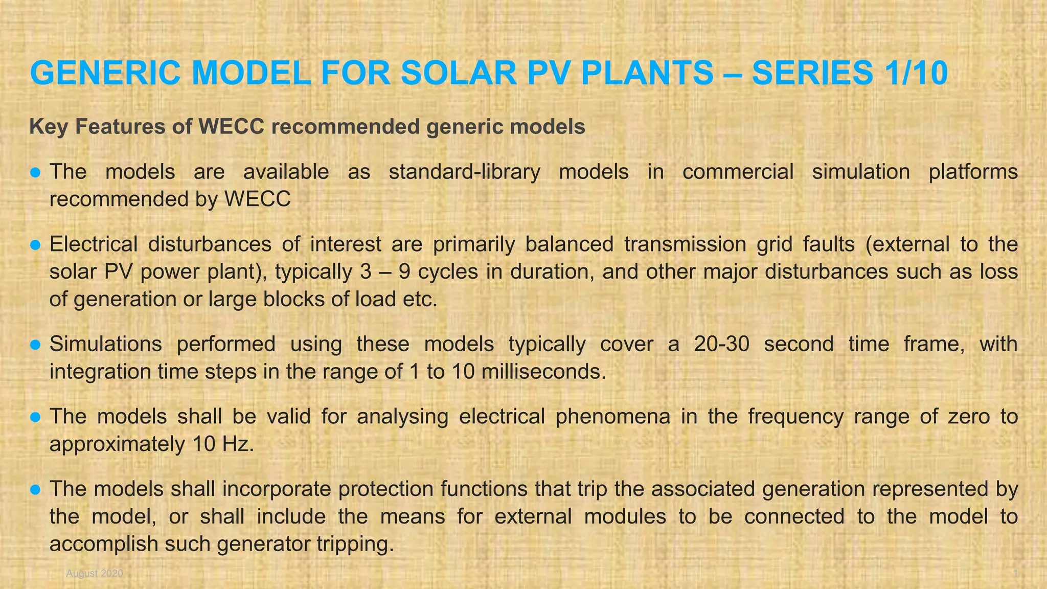 Solar pv grid models generic parameters series_1_of_10 | PPTX