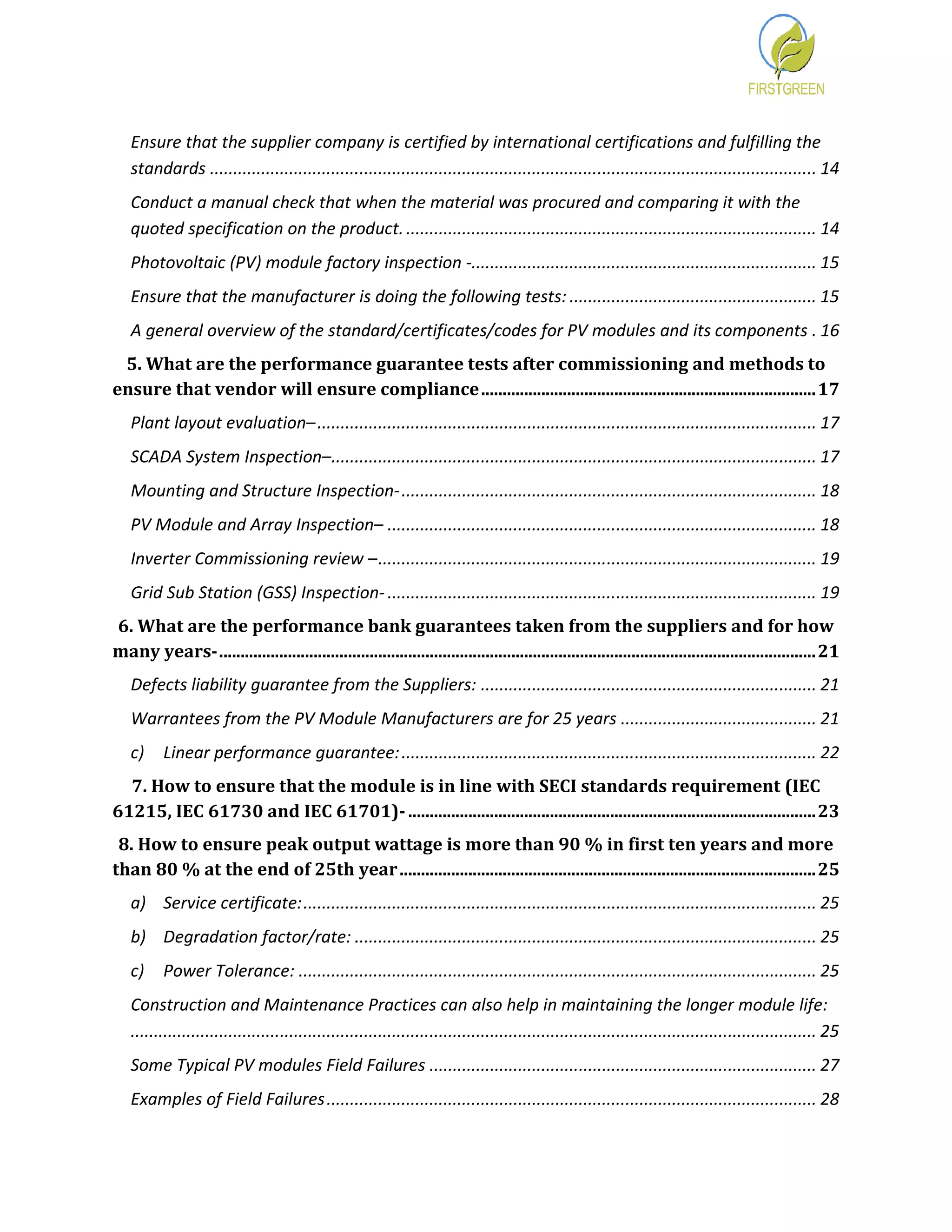 Pv Array Test Cert Example Solar pv plant quality assurance checkpoints v2 | PDF