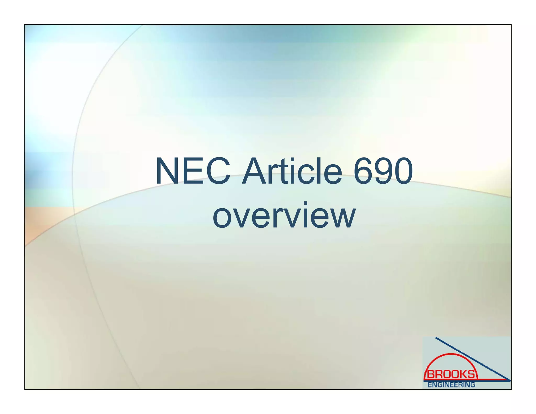 NEC Article 690
overview
 