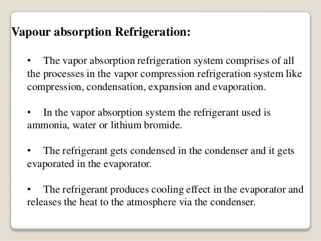 Working Principles Of Vapour Absorption Refrigerant System