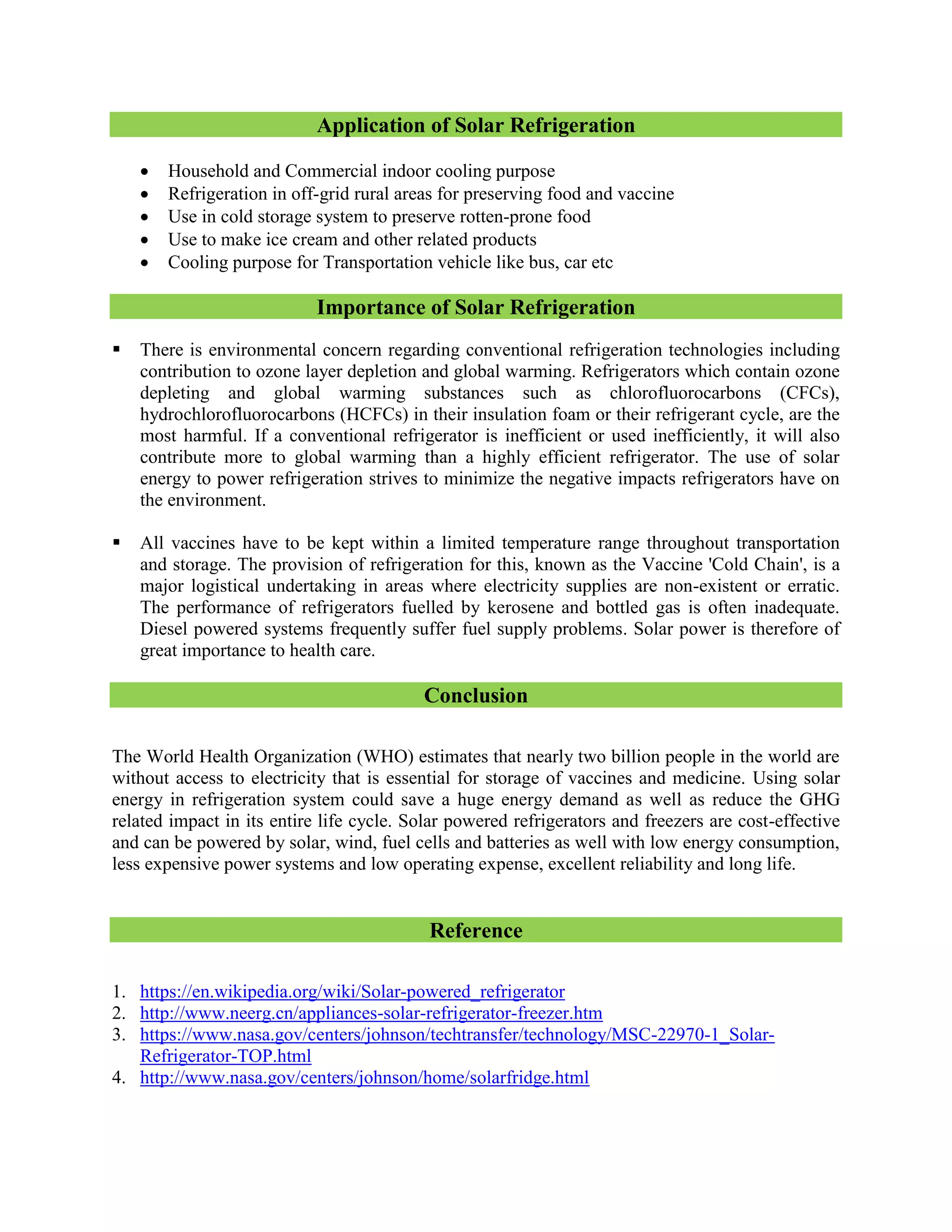 Solar Refrigeration System | PDF