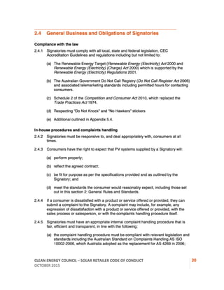 CEC Solar Retailer Code of Conduct | PDF
