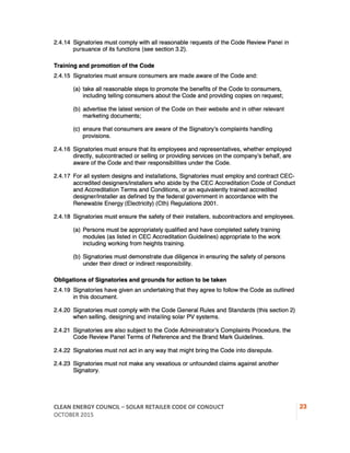 CEC Solar Retailer Code of Conduct | PDF
