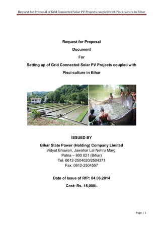 Solar RFP Document for 150mw Solar PV Projects in Bihar | PDF
