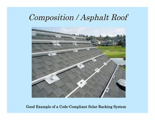 Composition / Asphalt Roof




Good Example of a Code-Compliant Solar Racking System
 
