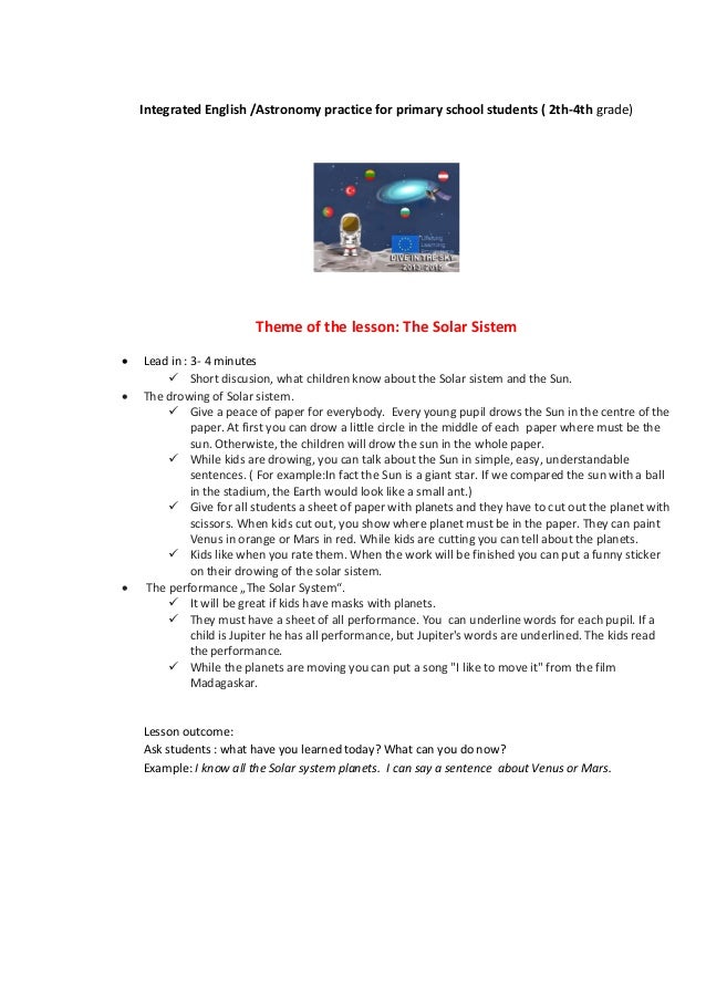 Solar Sistem Lesson 2 4 Grade