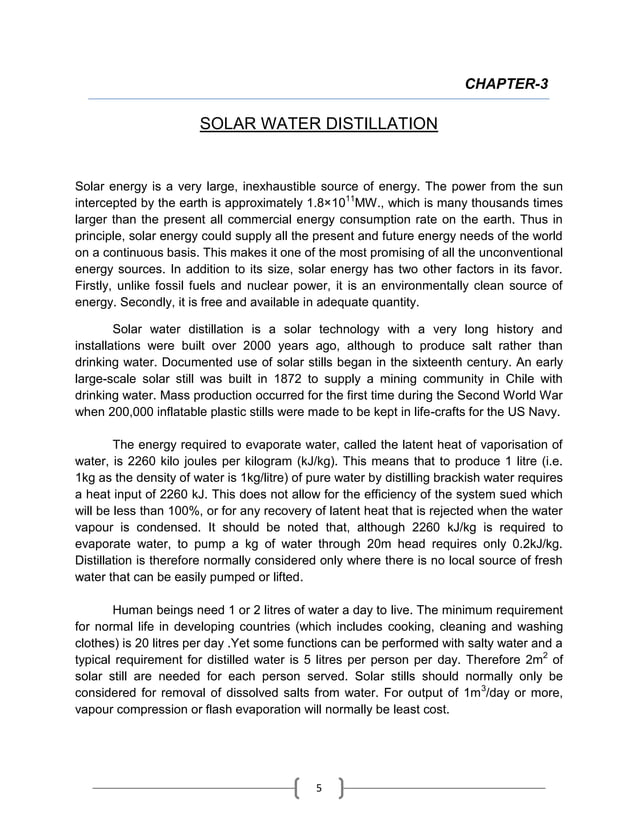 Solar still,A water Purifying Technique Project Report