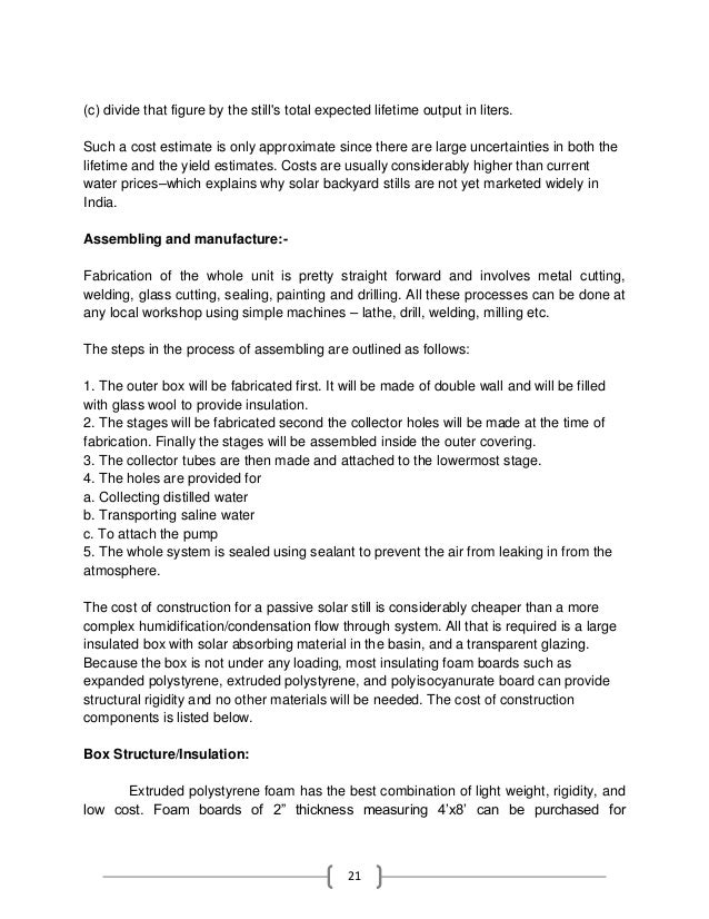 Process Essay Thesis Business Etiquette Essay also Is A Research Paper An Essay Solar Stilla Water Purifying Technique Project Report How To Write A Proposal Essay Outline