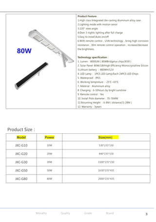 Solar street light datasheet | PDF