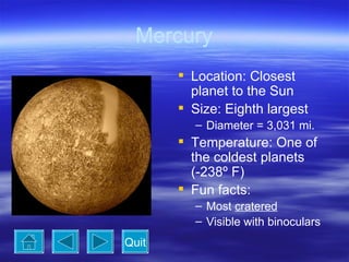 Sun Nearest Planet Solar System | PPT