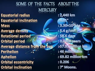 SOME OF THE FACTS ABOUT THE
MERCURY
 