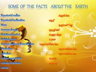 SOME OF THE FACTS ABOUT THE EARTH
 