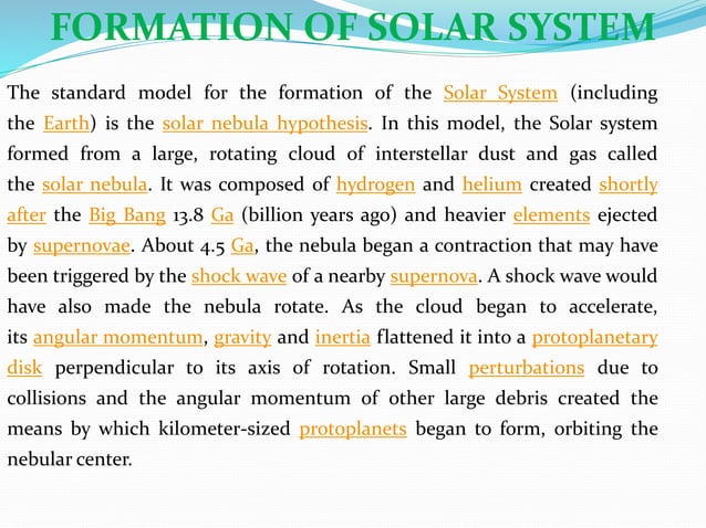 What is Solar system? FORMATION OF SOLAR SYSTEM. SOLAR SYSTEM ...