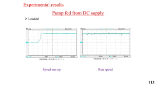Pump fed from DC supply
 Loaded
Speed run up Run speed
Experimental results
113
 