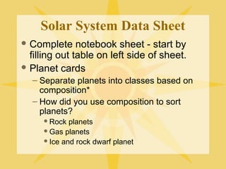 Solar System Data Inv. 1-1 | PPT