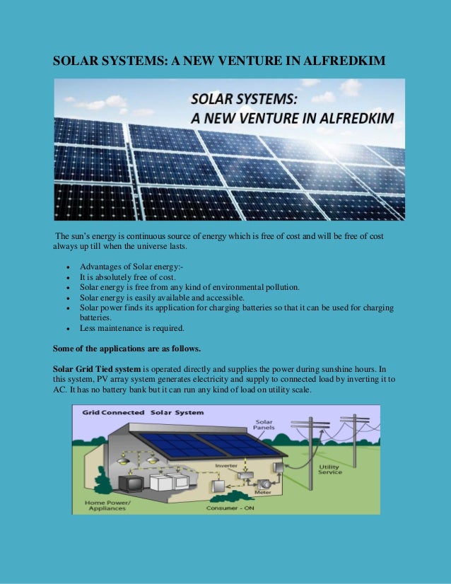 Solar Systems A New Venture In Alfredkim