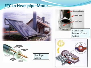 ETC in Heat-pipe Mode
Glass-Glass
Evacuated tube
System
Heat Pipe
System
 