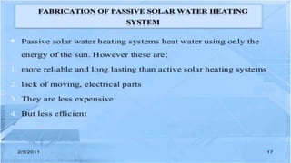 Solar water heater & solar water heating system | PPTX