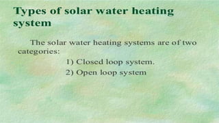 Solar water heater & solar water heating system | PPTX