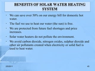 Solar water heating system | PPT