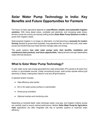 Solar Water Pump Technology in India_ Key Benefits and Future ...