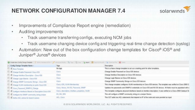 Solarwinds Federal User Group 2016 Solarwinds Network Management Pr Configuration Management Plan Template Nist