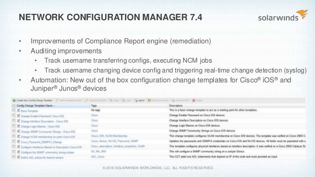 SolarWinds Federal User Group 2016 - SolarWinds Network Management Pr…