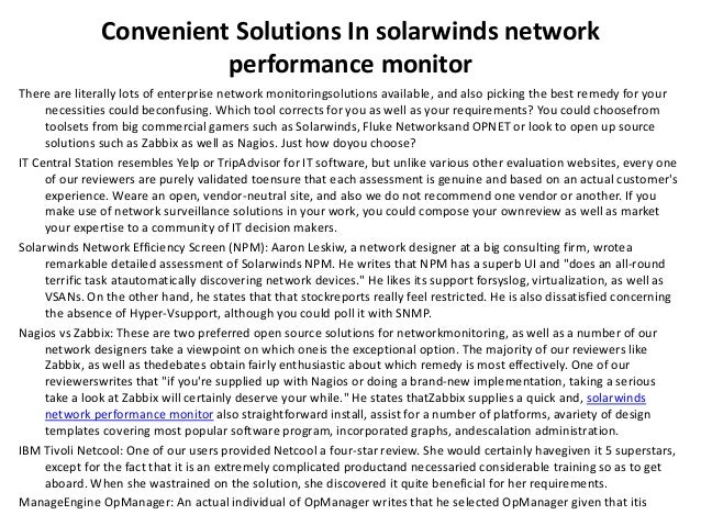 solarwinds network performance monitor best practices