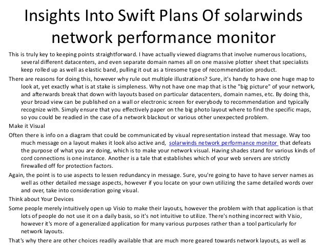 solarwinds network performance monitor best practices