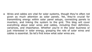 Solar Wires and Cables: A Comprehensive Guide | PDF