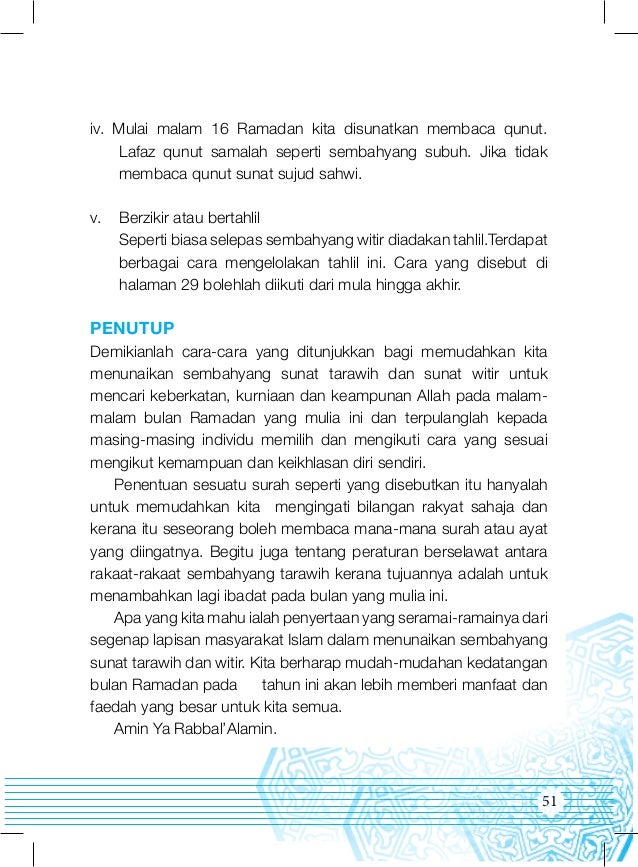 Panduan Sembahyang Tarawih