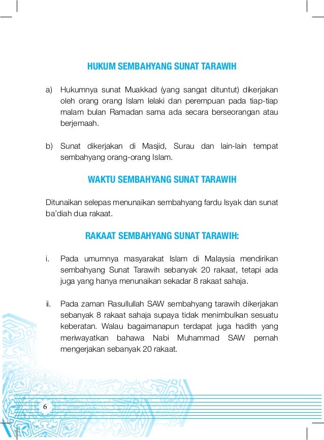 Panduan Sembahyang Tarawih