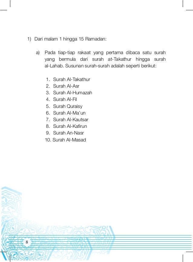 Panduan Sembahyang Tarawih