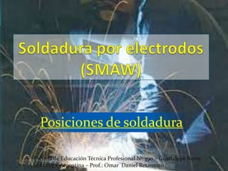 Posiciones de soldadura
Escuela de Educación Técnica Profesional Nº 390 – Guadalupe Norte
Santa Fe – Argentina – Prof.: Omar Daniel Retamozo

 