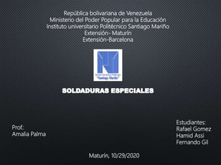 República bolivariana de Venezuela
Ministerio del Poder Popular para la Educación
Instituto universitario Politécnico Santiago Mariño
Extensión- Maturín
Extensión-Barcelona
Prof.:
Amalia Palma
Estudiantes:
Rafael Gomez
Hamid Assi
Fernando Gil
Maturín, 10/29/2020
 