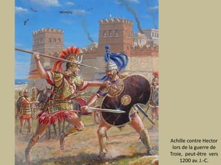 Achille contre Hector lors de la guerre de Troie,  peut-être  vers 1200 av. J.-C.