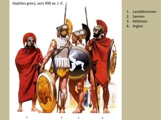 Hoplites grecs, vers 490 av. J.-C.LacédémonienSamienAthénienArgien