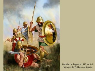 Bataille de Tegyra en 375 av. J.-C.Victoire de Thèbes sur Sparte.