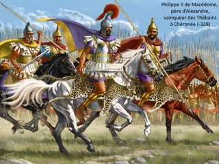 Philippe II de Macédoine, père d’Alexandre,vainqueur des Thébainsà Chéronée (-338)