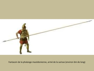 Fantassin de la phalange macédonienne, armé de la sarisse (environ 6m de long)