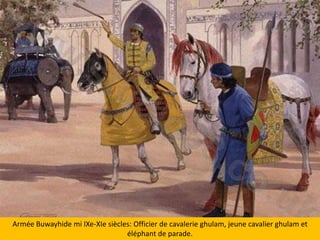 ArméeBuwayhide mi IXe-XIesiècles: Officier de cavalerieghulam, jeune cavalier ghulam et éléphant de parade.
