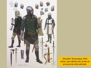 Chevalier Teutonique, XIVe siècle, avec détails des armes et armures de cettepériode. 