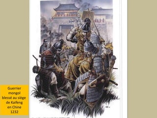 Guerriermongolblessé au siège de Kaifengen Chine1232